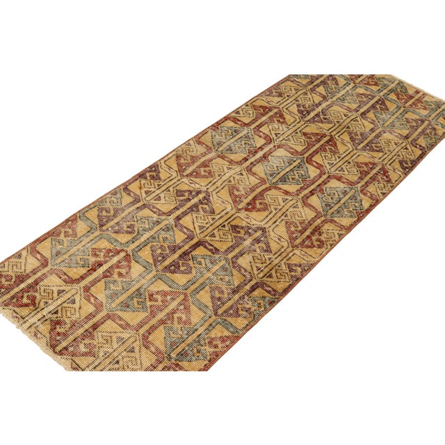 Traditional Vintage Zeki Müren Rug in Gold With Red and Blue Patterns, by Rug & Kilim For Sale - Image 3 of 7