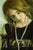 Figurative Listening by Nadezda | Oil on Panel Woman sitting in grass with a birdhouse in the background. For Sale - Image 3 of 5