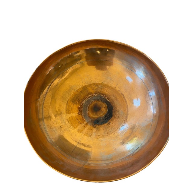 Metal Pair of Vintage Copper Pedestal Decorative Bowls For Sale - Image 7 of 7