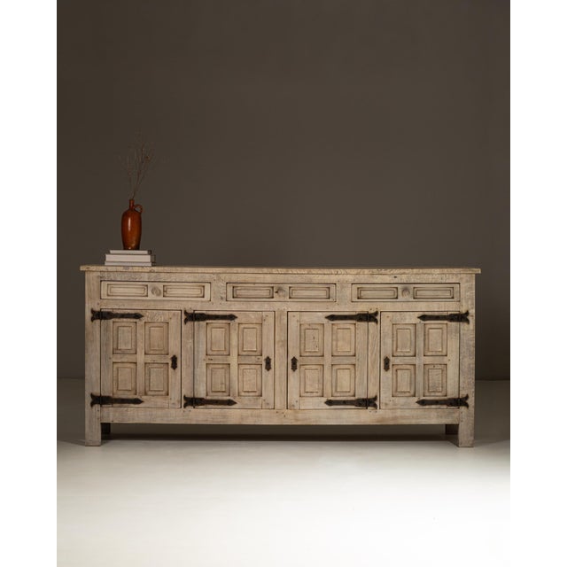 1970s French Primitive Oak Buffet With Iron Hardware For Sale In Greensboro - Image 6 of 18