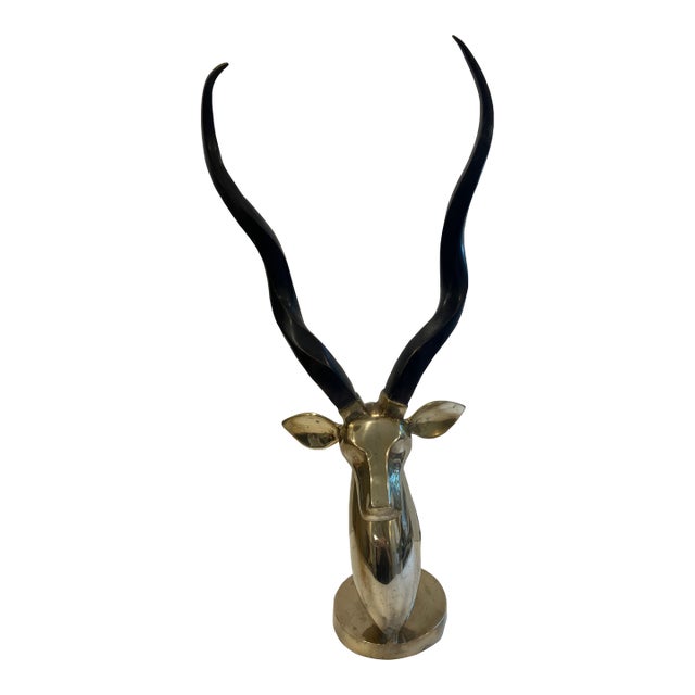1970s 30.5 Inch Brass Gazelle Sculpture For Sale