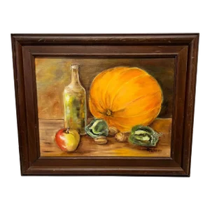 Vintage Original Art Oil on Board Still Life Signed by Artist