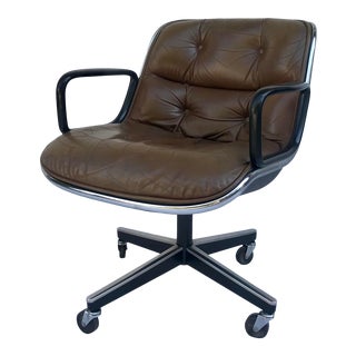 Vintage Knoll Brown Leather Pollock Executive Chair For Sale