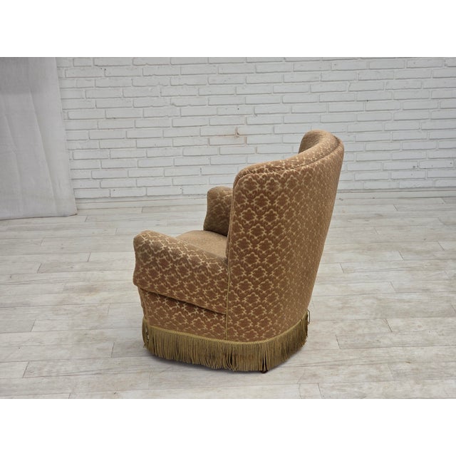 Danish Lounge Chair in Velour and Beech, 1960s For Sale - Image 10 of 15