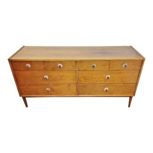 Vintage 1960s Danish Modern Commode 8-Drawer Walnut Dresser Bachelor Chest