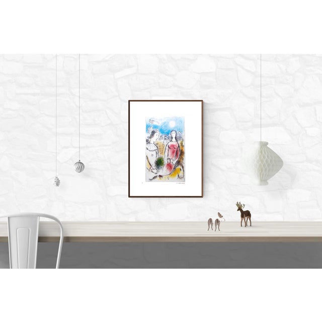 Impressionist 1981 Marc Chagall 'Le Couple Au Crepuscule' Modernism Multicolor France Offset Lithograph For Sale - Image 3 of 4