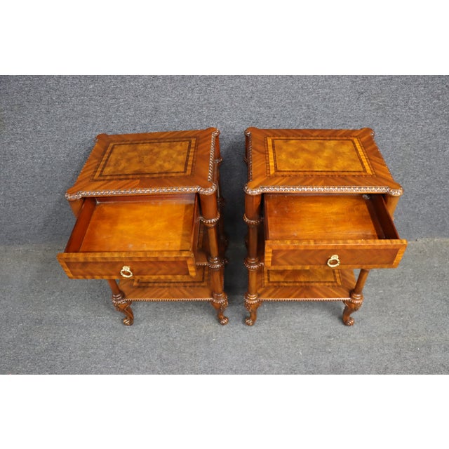 Maitland-Smith Inlaid Mahogany End Tables For Sale - Image 9 of 13