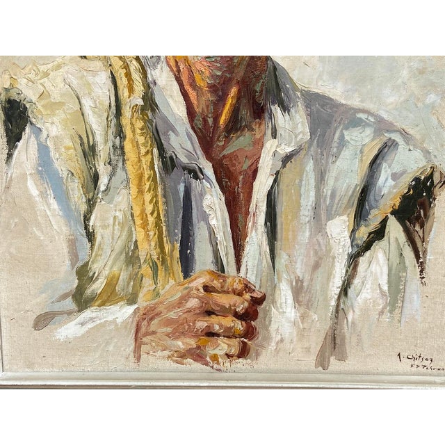 1954 A. Shitzas Tehran Oil Portrait Painting For Sale - Image 10 of 12