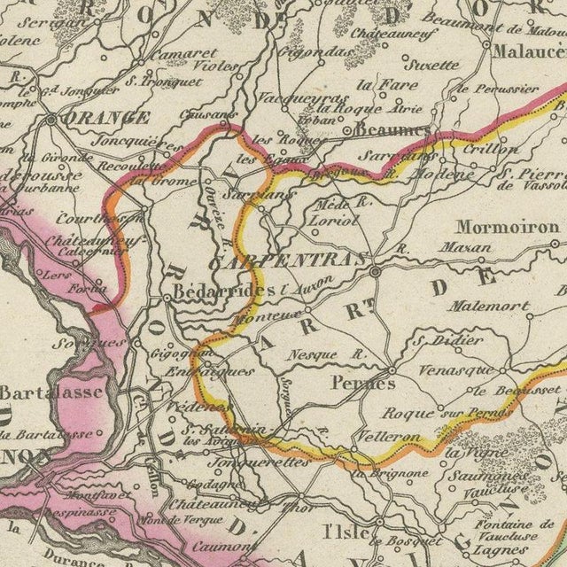 Antique Map of the Vaucluse, Avignon and Petrarchs Laura, 1860 For Sale - Image 4 of 12