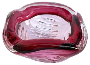 Italian Hand Blown Pink, Purple and Blue Sommerso Murano Glass Bowl from Seguso, 1960s