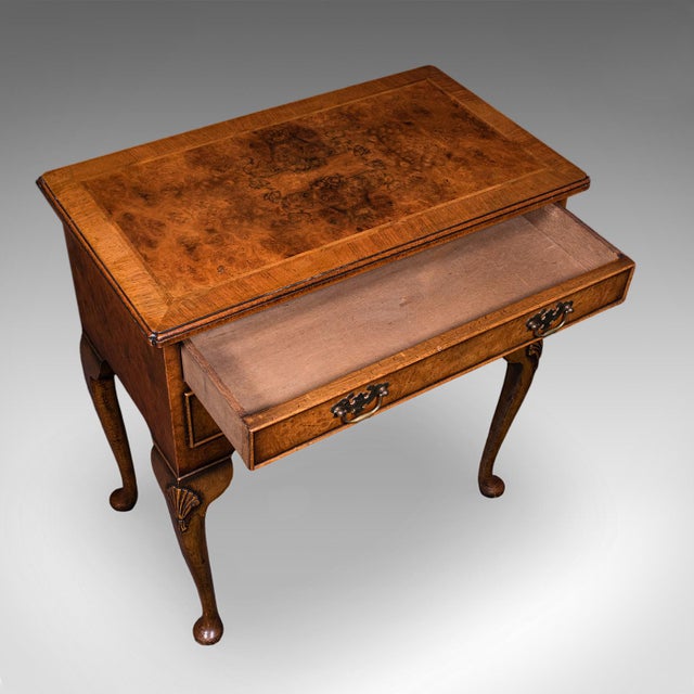 Quality Vintage Georgian Revival Lowboy, English, Burr Walnut, Side, Hall Table For Sale - Image 6 of 12