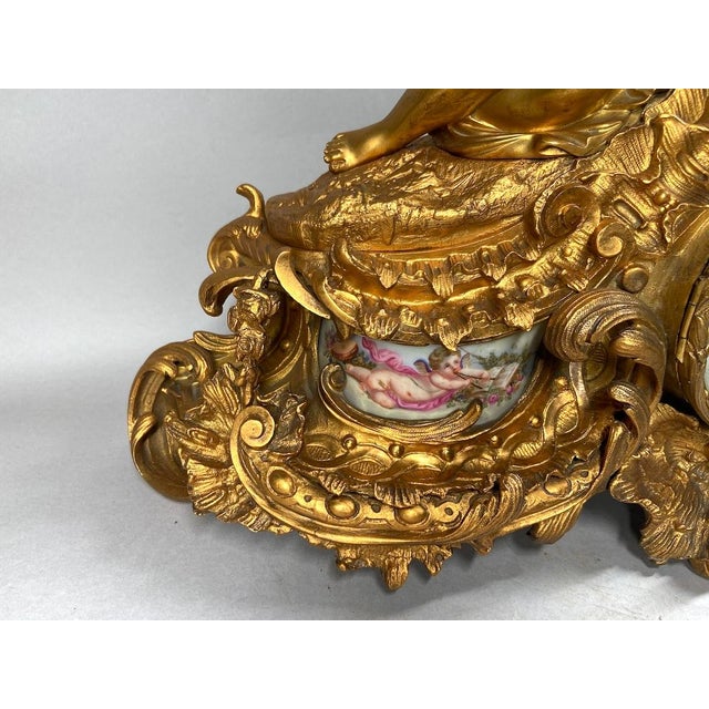 1860s Japy Freres Louis XVI Gold Bronze Sevres Clock For Sale - Image 9 of 18