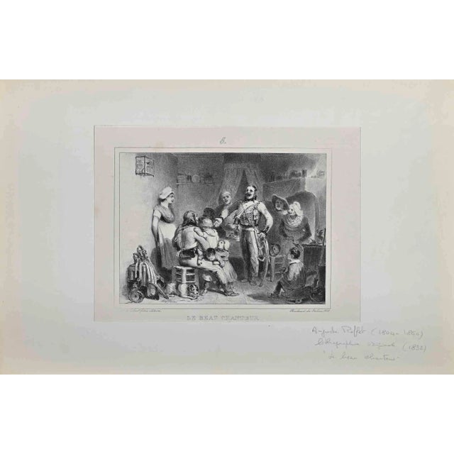Denis Auguste Marie Raffet, The Singer, Original Lithograph, 1832 For Sale