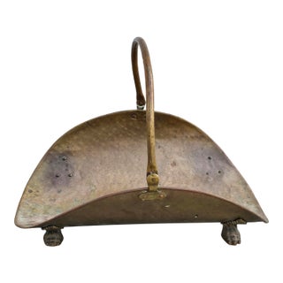 Mid Century Brass Fireplace Log Holder With Paw Feet For Sale
