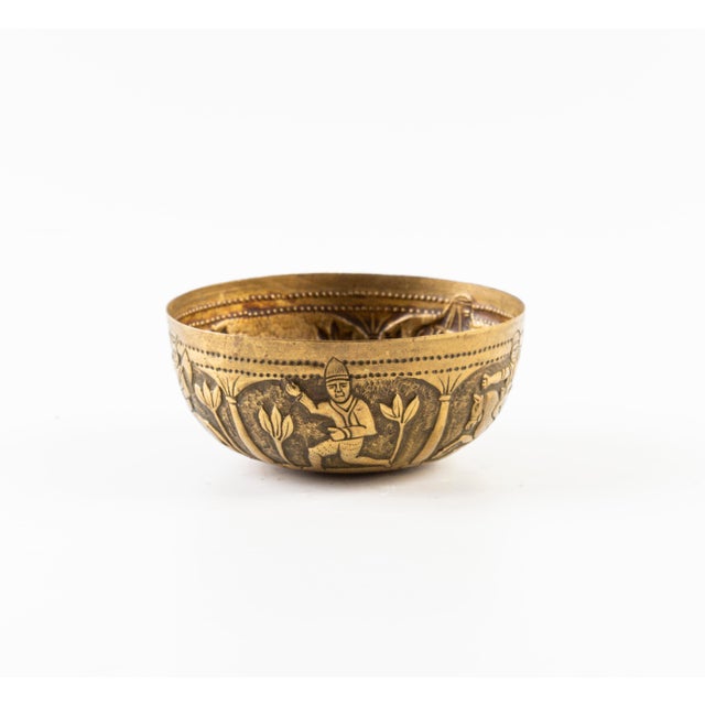 Gold Vintage Brass Bowl, South Eastern Asia, Early 20th Century For Sale - Image 8 of 9