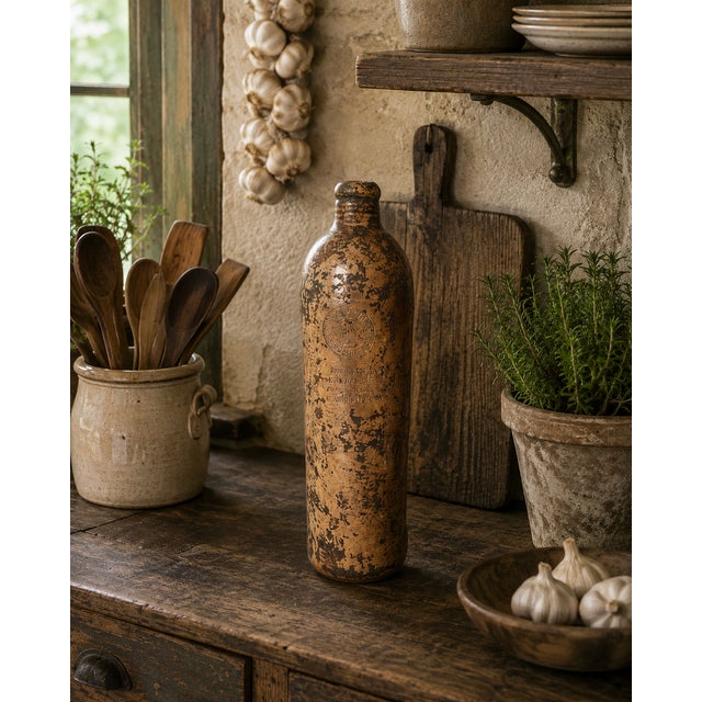 This antique stoneware German bottle C1885 from Nassau is a rare and exquisite find, originally used for Apollinis Brunnen...