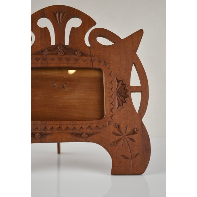 Art Nouveau Folk Art Hand-Carved Wooden Picture Frame, 1890s For Sale - Image 9 of 14