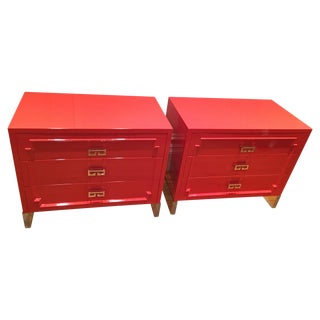 Orange Lacquered Matching Chests/Dresser - 2 For Sale