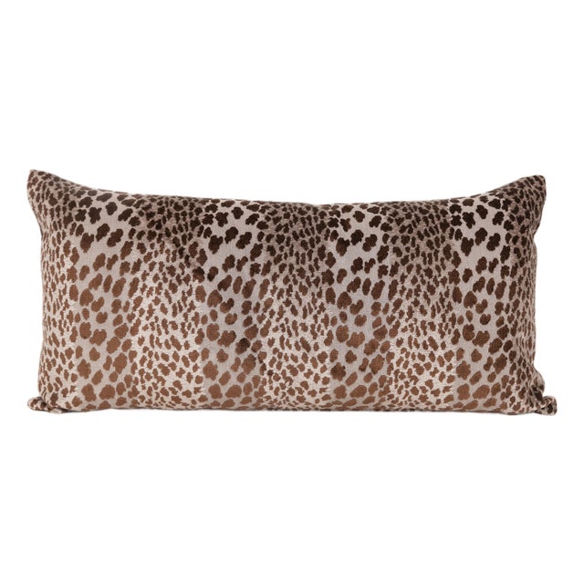 Designer Cut Velvet Leopard Large Lumbar Pillow Cover 15x31 For Sale