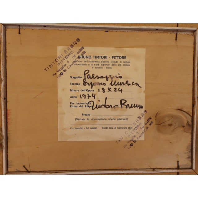 Bruno Tintori, Landscape, 1974, Oil & Plywood & Wood & Canvas, Framed For Sale - Image 10 of 11
