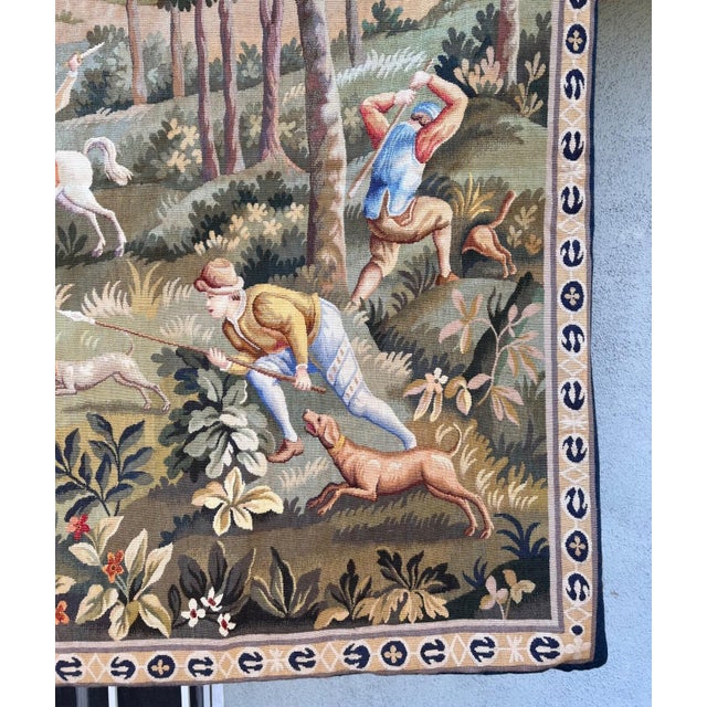 Green 1990s Tapestry With Hunt Scene For Sale - Image 8 of 10