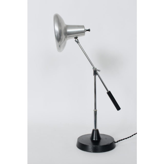 Chrome Articulating Chrome & Black Enamel Desk Lamp with Aluminum Shade, Circa 1960's For Sale - Image 8 of 12