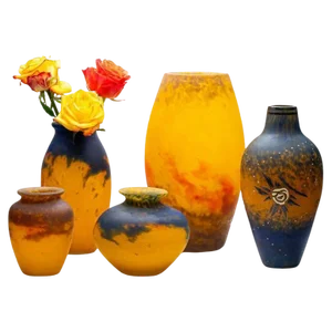 Vintage French Vases in Pate De Verre by Delatte and Muller Frères, 1930, Set of 5