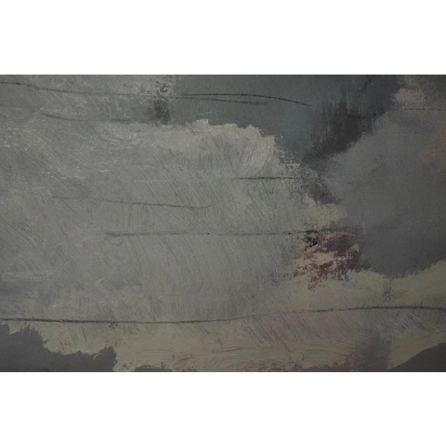 Mid 20th Century Large Vintage American School Abstract Expressionist Neutral Tone Oil Painting For Sale - Image 5 of 6