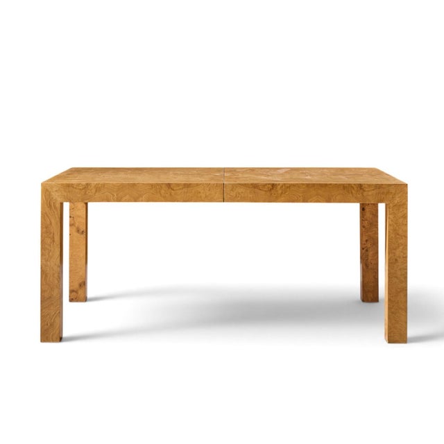 Wood Milo Baughman for Thayer Coggin Mid Century Burlwood Expanding Dining Table With 2 Leaves For Sale - Image 7 of 13