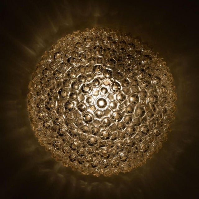 Brass & Amber Glass Wall Lights / Flush Mounts attributed to Motoko Isshi for Staff, 1970, Set of 2 For Sale - Image 4 of 18