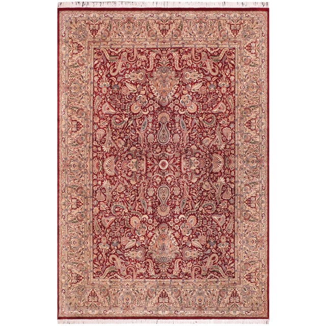Shabby Chic 1990's Pak-Persian Red/Beige Wool Rug - 9'2'' X 12'4'' For Sale - Image 9 of 9