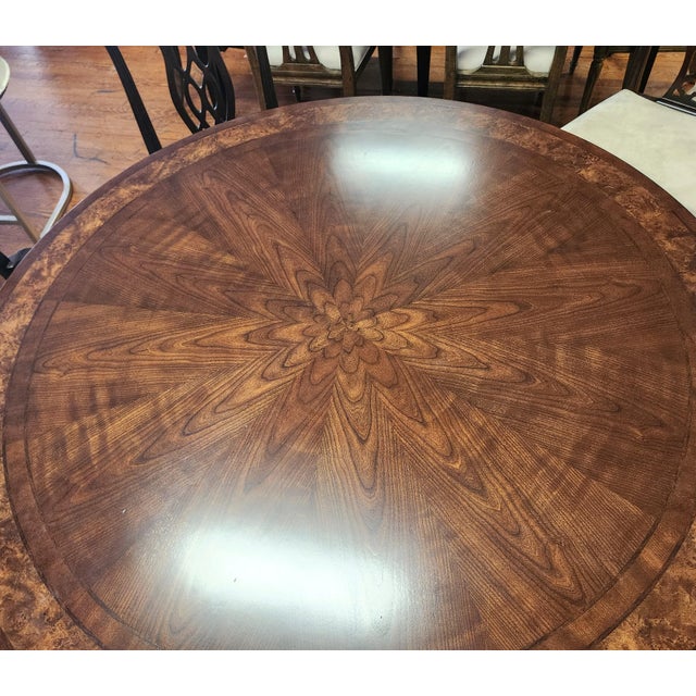 American Drew Meyers Round Dining Table 426-701r Addison Cherry Walnut 60" Attributed For Sale - Image 14 of 14