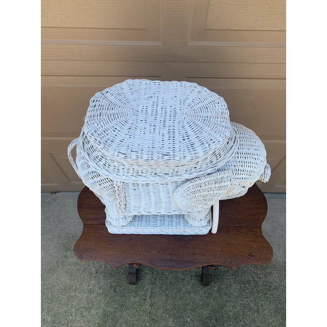 Wood A Palm Beach Icon | White Wicker Elephant Drinks Table, 1970s For Sale - Image 7 of 12