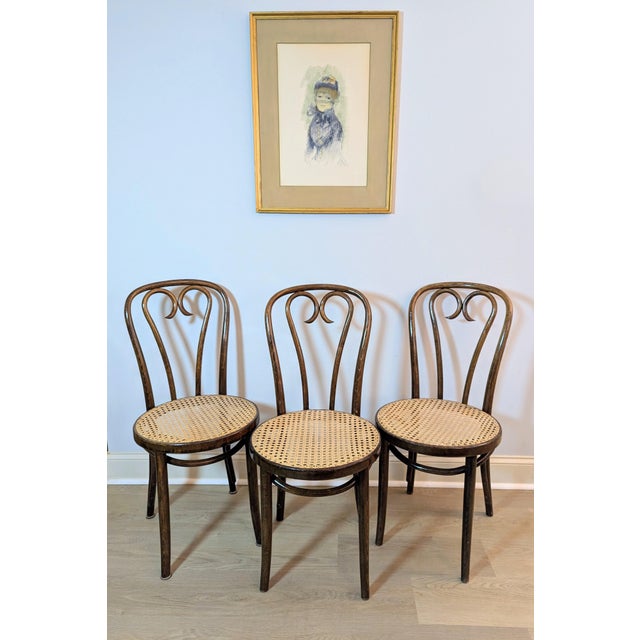 These three vintage cafe/bistro chairs made by ZPM Radomsko (Poland) for Thonet in the 60s, are styled in the classic...