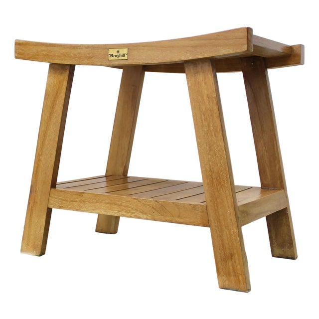 Vintage Broyhill Solid Teak Stool Small Bench For Sale
