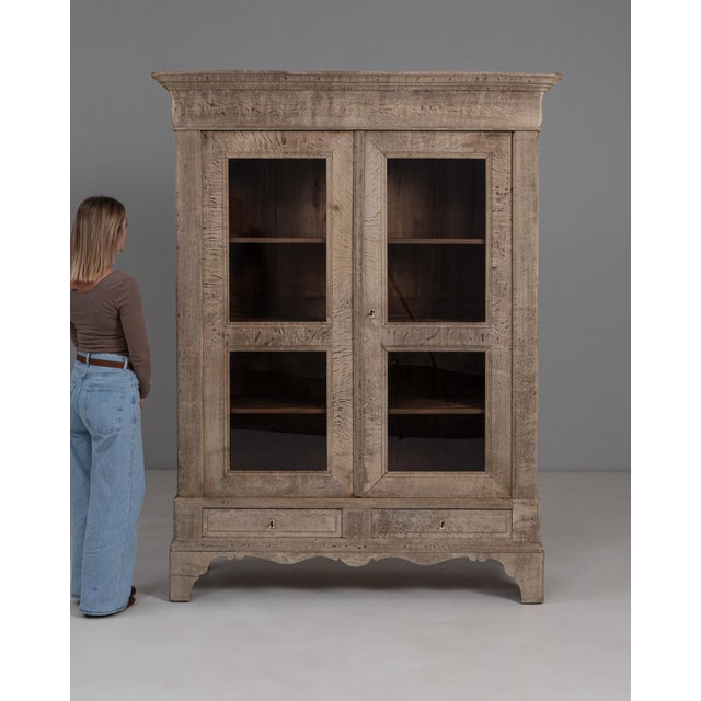 1880s French Provincial Oak Vitrine With Glass Doors For Sale - Image 18 of 18