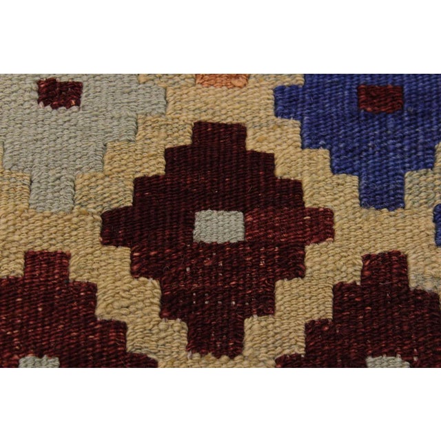 Textile 1980s Rustic Kilim Tan Blue Wool Rug - 5'3" X 6'10" For Sale - Image 7 of 7