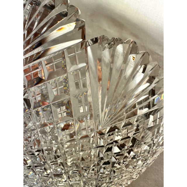 Antique Crystal Serving Bowl American Brilliant Period Early 20th Century Strawberry Diamond Fan For Sale - Image 10 of 11