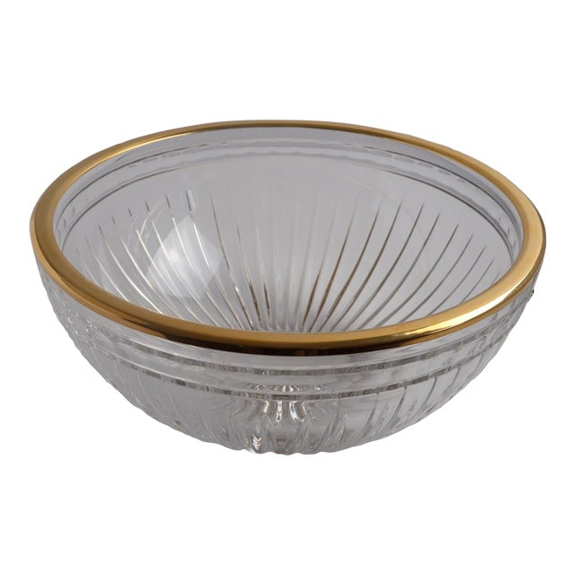 Marquis by Waterford Cut Crystal Bowl With Gilt Rim, 8" Diameter For Sale