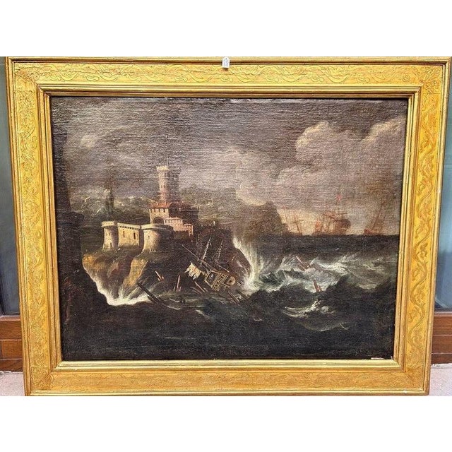 Contemporary After Monsù Montagna, Stormy Sea, Oil on Canvas, Framed For Sale - Image 3 of 9