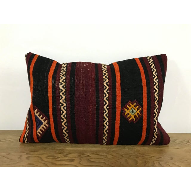 Vintage Traditional Turkish Handmade Kilim Lumbar Pillow Cover For Sale In Phoenix - Image 6 of 6