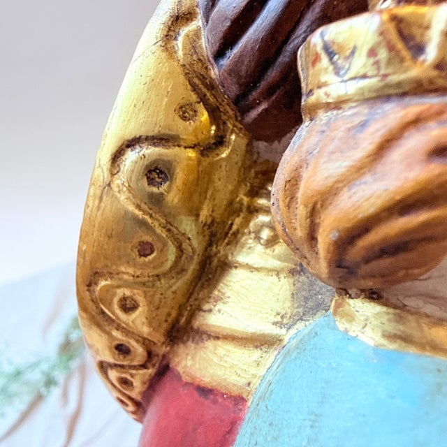 Handmade Carved Wooden Religious Figure of Madonna and Child, 1980s For Sale - Image 13 of 16
