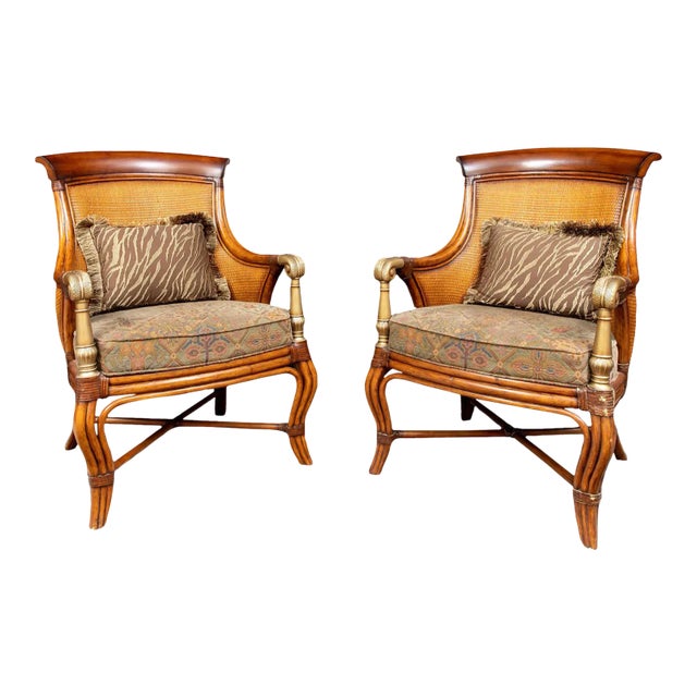 A Pair Ethan Allen Bermuda Upholstered Chair For Sale