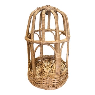 Small Wicker Bird Cage Style Decorative Piece For Sale