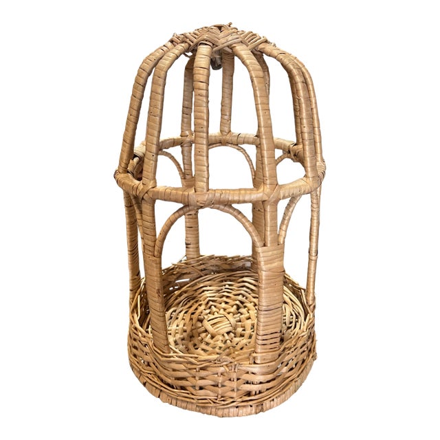 Small Wicker Bird Cage Style Decorative Piece For Sale