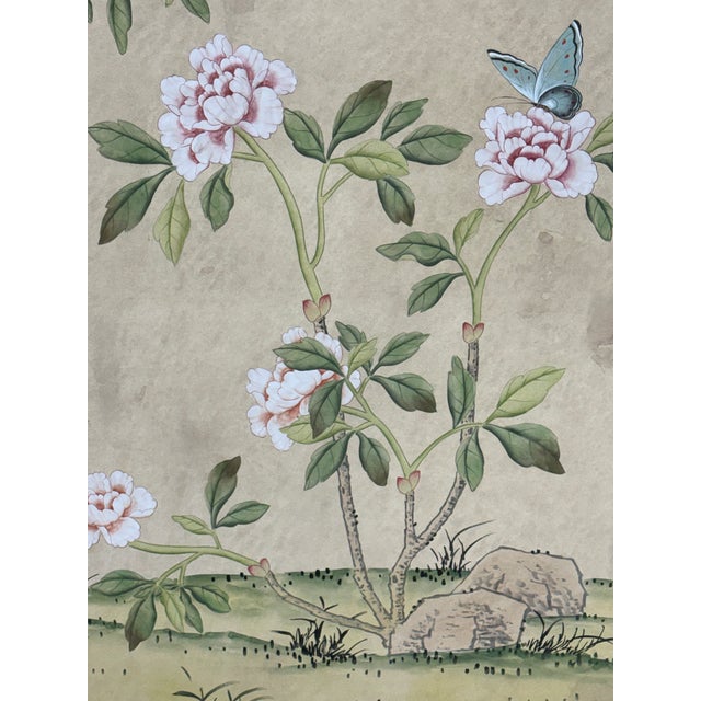 Paper De Gournay Badminton Framed Wall Paper Panels, Set of Three For Sale - Image 7 of 12