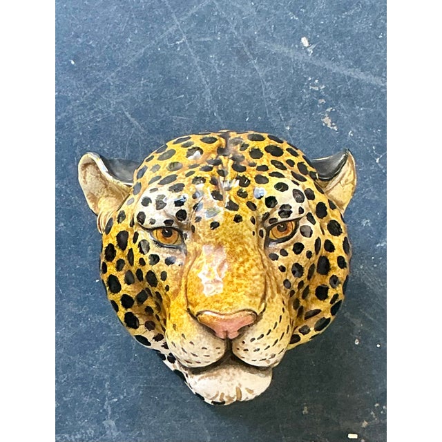 Vintage Boho Glazed Ceramic Leopard Wall Hanging For Sale - Image 11 of 11