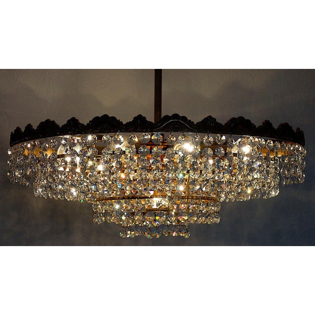 1960s Brass and Lead Crystal Chandelier from Schröder, 1960s For Sale - Image 5 of 11