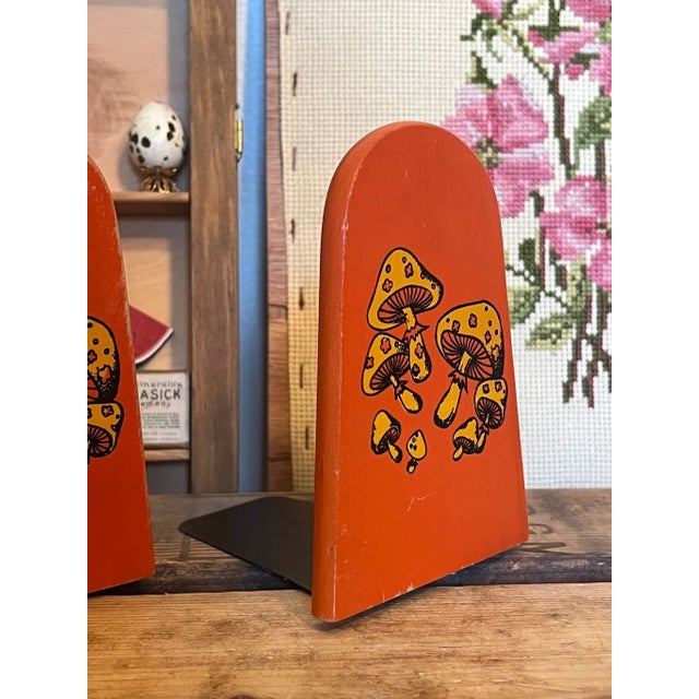 Wood Vintage Groovy Mushroom Bookends - a Pair For Sale - Image 7 of 8