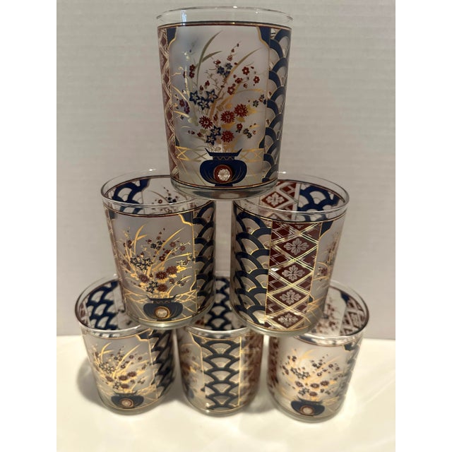 Culver Ltd. MCM Culver Imari Double Old Fashion Glasses Set of 6 For Sale - Image 4 of 5